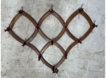 Vintage Wood Accordion Wall Rack ~ 13 Hooks ~