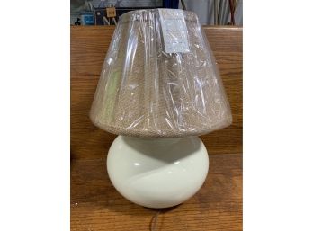 Ceramic Squat Lamp W/burlap Shade