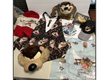Great Lot Of The Tasmanian Devil Apparel, Photo Book, And Hand Puppet, And Watch. E3