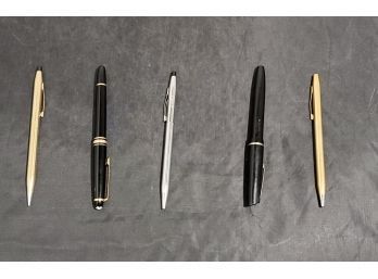 Lot Of Five Gorgeous Vintage Pens - Three CROSS Pens, 1 Mont Blanc & 1 Osmiroid 65, England    D4