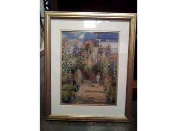 Fabulous Impressionist Framed Print Of Flower Lined Path With Children And Adult, Stairs To Home.  WA