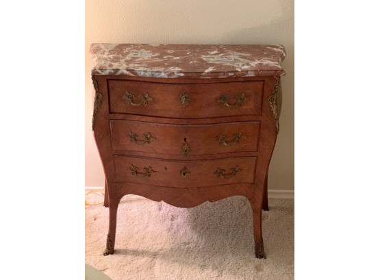 Antique Marble Top Three-Drawer Commode With Parquetry Veneer (2 Of 2)