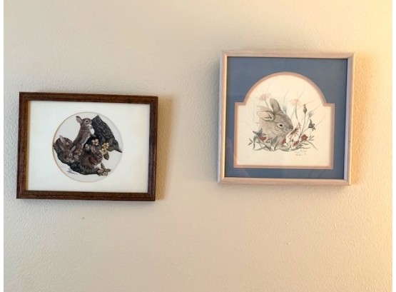 Two Limited Edition Rabbit Prints, One By Artist Don Kent 103/200, And Cottontails By Peg McInnis 155/500