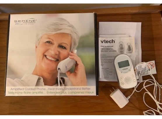 Serenity High Definition Amplified Telephone And V-Tech Monitor With User Manual