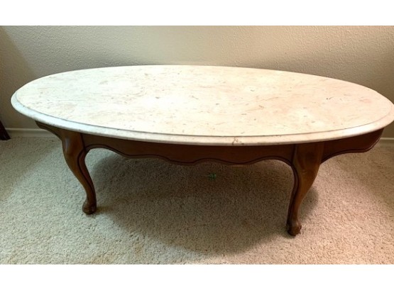 Oval Marble Top Cocktail Table With Cabriole Legs
