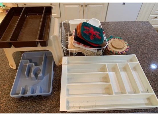 Drawer Organizers, Step Stool, Sink Drainer, Pot Holders, And More