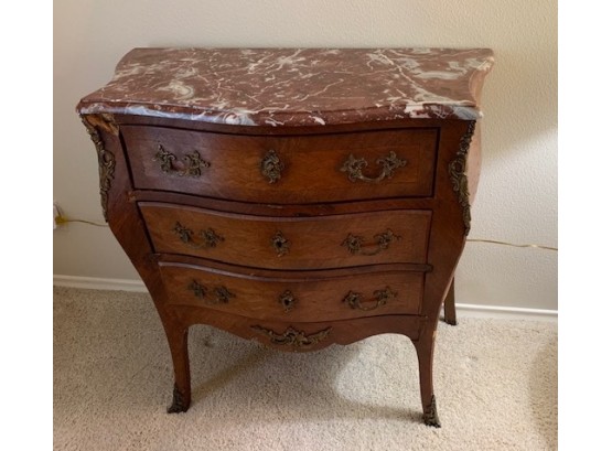 Antique Marble Top Three-Drawer Commode With Parquetry Veneer (1 Of 2)