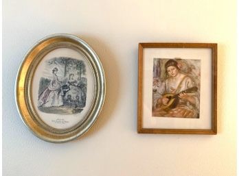 Two Framed Prints, Oval And Rectangular
