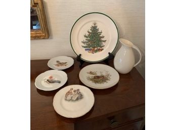 Plates And A Lenox Pitcher