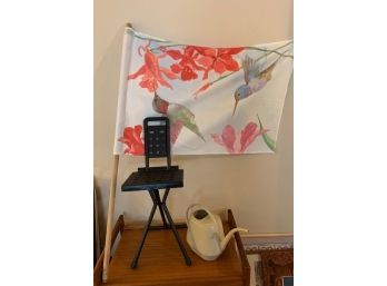 Garden Flag, Folding Seat, Watering Can