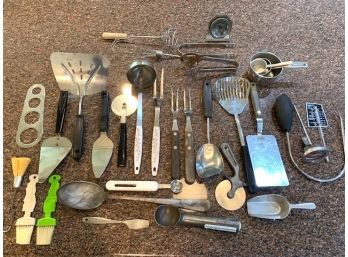 Kitchen Utensils, Including Measuring Cups, Roast Forks, Thermometers, And More