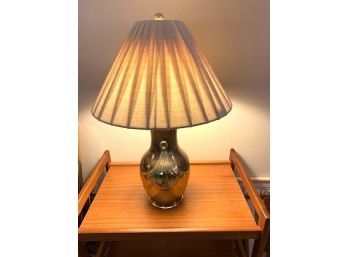 Brass Table Lamp With Swag Design And Shade: 27' H