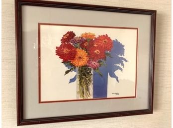 Framed Print Of Zinnias By Terry Maxwell, Cottonwood Art Festival, 1990