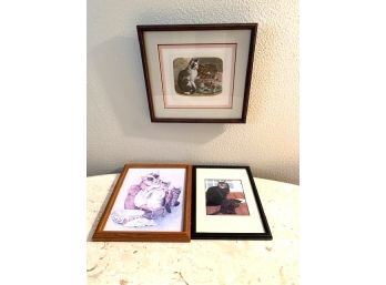 Three Framed Cat Prints