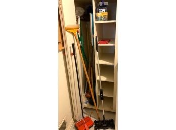 Contents Of Broom Closet,, Including Fuller Electrostatic Sweeper, Swivel Sweeper, Grabber, And More