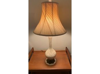 Vintage Enameled Table Lamp With Swirl Shade On Marble Base