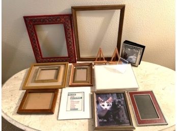 Assorted Lot Of Picture Frames, Photo Album, Glass And Backing For Frame