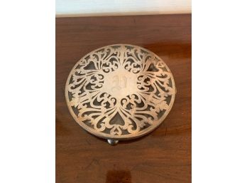 Footed Trivet With Sterling Silver Overlay, 8' Diameter
