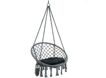 Equip Deluxe Macrame Hammock Chair Comes With Plush Pillow & Phone Pocket