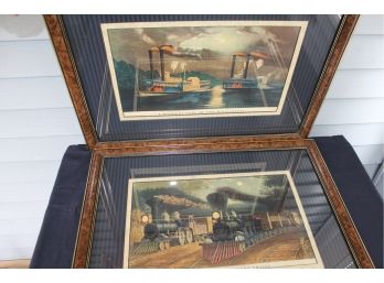 2 1970s Currier And Ives Lithographs - Gorgeous Framing
