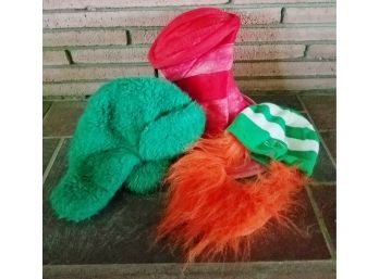 It's All About The Hat.  Dr Seuss - Leprechaun Beanie And Beard - Big Fuzzy Green Hat.