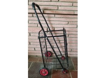 Portable Grocery/Laundry Utility Cart  - Rolling /Folding Basket On Wheels - Foldable Compact Lightweigh