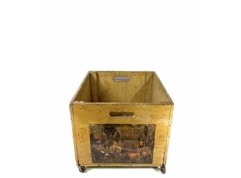 Decopage Yellow Crate On (2) Steel Casters