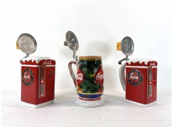 Coca Cola Beer Stein Trio In Original Boxes