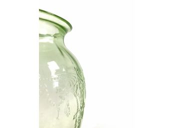 Embossed Green Glass Vase