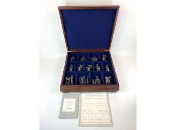 1974-1975 The Franklin Mint - People Of Colonial America Pewter Set In Felt Lined Box