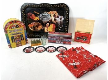Tole Ware Tray And Coca Cola Items Group