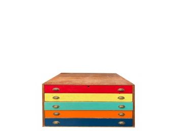 Fun And Funky Painted Flat File Cabinet With Original Cup Handles