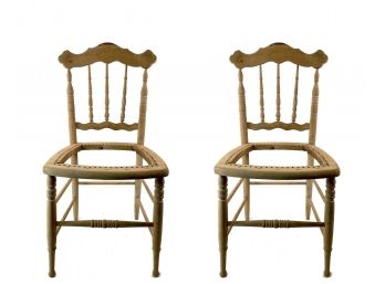 Pair - Stripped Spindle Back Chairs
