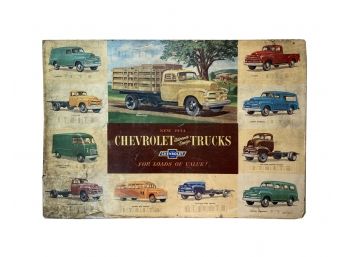 Rare Original - 1954 Chevrolet Truck 40x60 Poster On Board