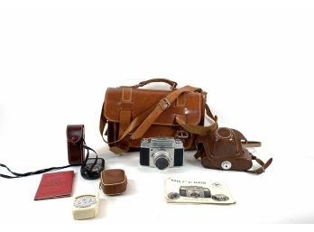 AGFA Ambi Silette In Brown Leather Field Bag With Light Meters