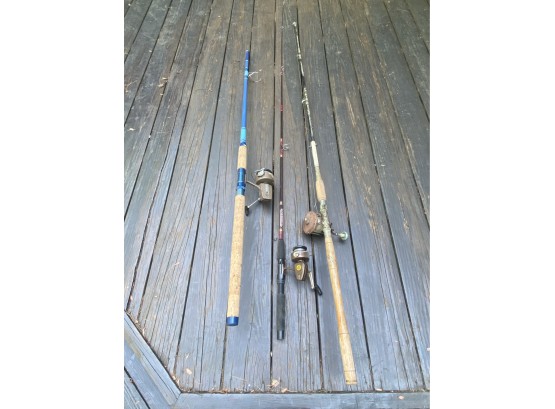 Collection Of Vintage Fishing Rods And Reels