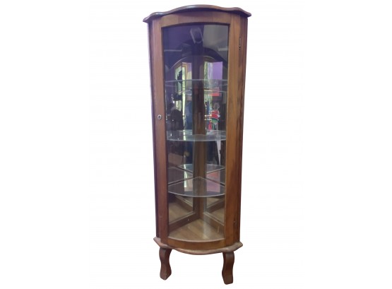 Corner Lighted Curio Cabinet With Glass Shelves