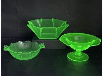 Antique Green Uranium Glass / Depression Glassware