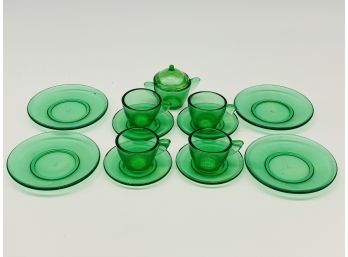 Uranium Glass Miniature Tea Set