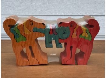 Wooden Dog And Cat Puzzle Toy