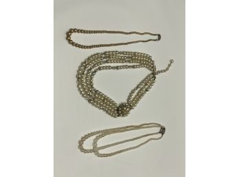Bundle Of Faux Pearl Costume Necklaces
