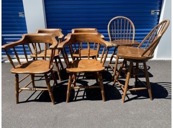 Assorted Mid-century Windsor Style Solid Hardwood Vintage Chairs