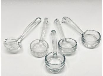 Vintage Glass Condiment Serving Spoons And Jars