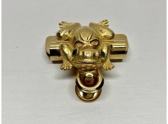 Gold Gilt Frog Paper Document Clip With Emerald Green Inlay