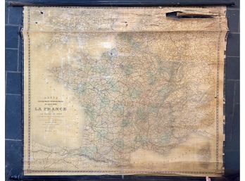 Incredible Antique 1909 Large Map Of France- Orographic, Hydrographic, And Roads