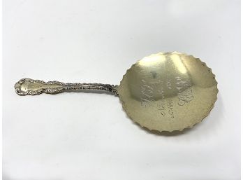 Gilded Sterling Silver Bonbon, Candy Or Nut Spoon From 1891 - With Early Inscription