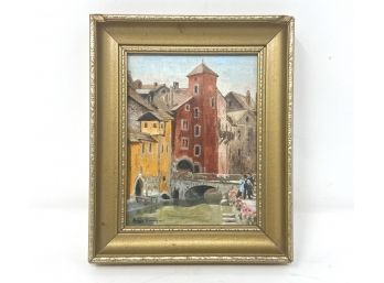Vintage Anne Cunningham Oil Painting Of Annecy France