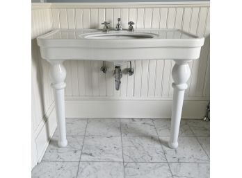 Porcelain Colonial Console Free Standing Sink-  With Chrome Fixtures - Bath 2
