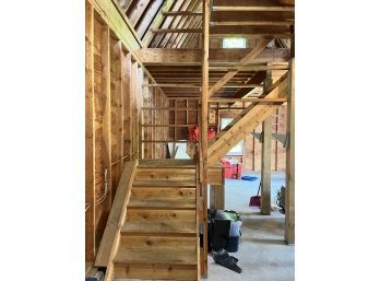 Interior Garage Staircase With Landing And Turn
