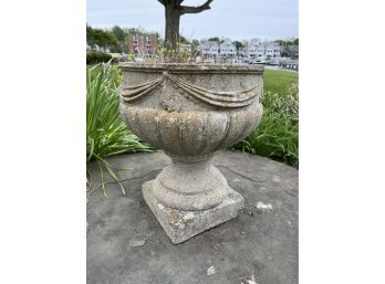 A Cast Cement Planter With Great Patina